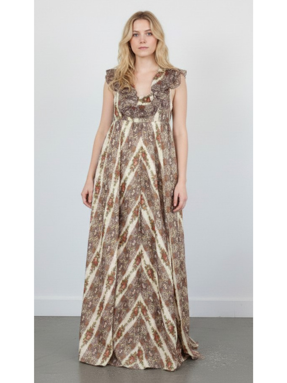 Vintage 70s Denise L. Prairie Hippie Boho Maxi Dress Romantic Festival Small